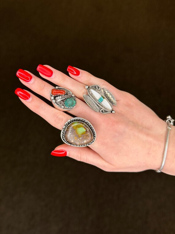 Silver Statement Ring: Native American Turquoise … - image 2