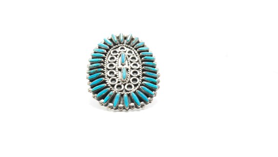 Vintage Zuni Ring Turquoise Sterling Silver Needl… - image 5