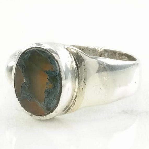 Sterling Silver Ring, Dendritic Agate Modernist (… - image 3