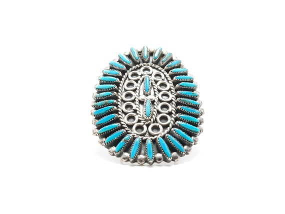 Vintage Zuni Ring Turquoise Sterling Silver Needl… - image 3