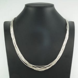 10 Strand Liquid Silver Necklace Vintage Southwest Sterling Silver