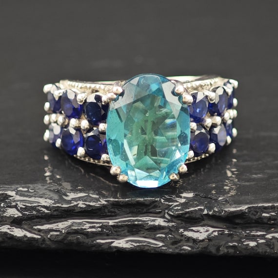 Topaz Doublet Statement Ring Sterling Silver Sz 6 - image 3