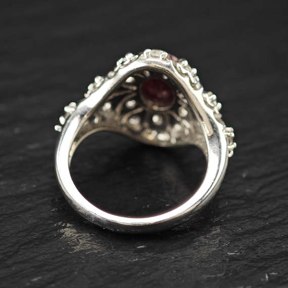 Glass Filled Ruby, Topaz Ring Sterling Silver Sz 6 - image 6