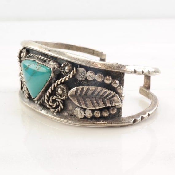 Native American Sterling Silver Turquoise Leaf Tr… - image 5