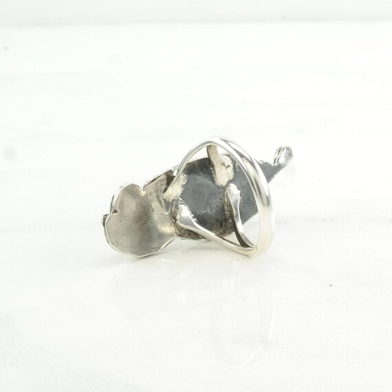 Malachite Statement Ring: Silver Leaf Navette (Si… - image 6