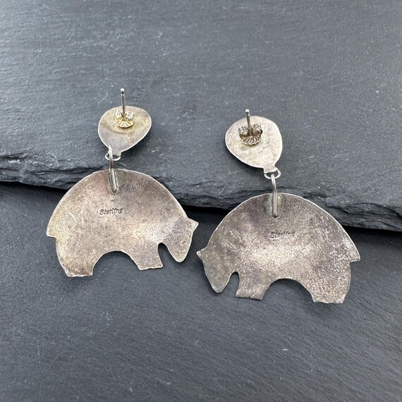 Native American, Turquoise Bear Stud/Dangle Earri… - image 6