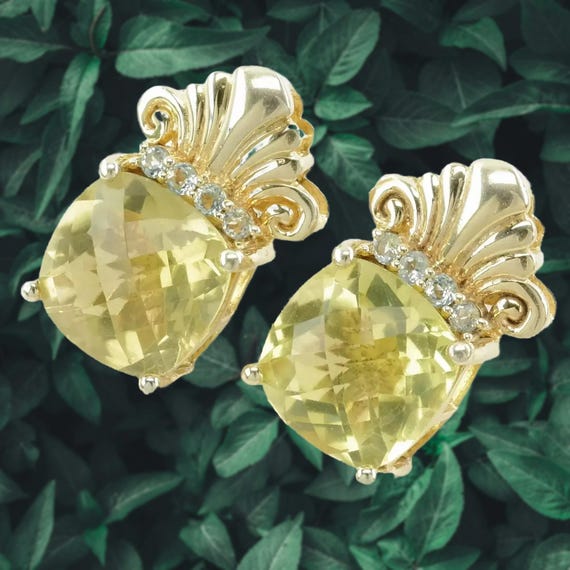 Sevan Sterling Silver Lemon Quartz, Topaz Earring… - image 1