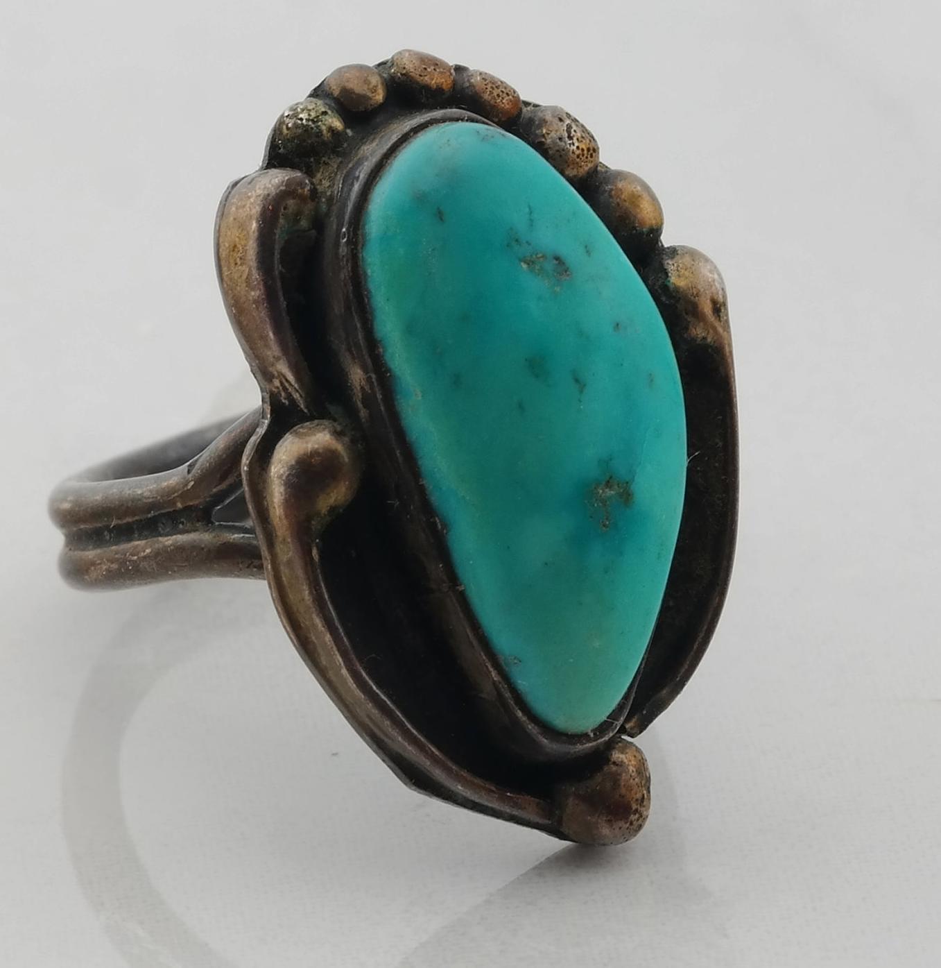 Native American Silver Ring Turquoise Sterling Blue Size 5.25 - Etsy