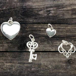 Choice of Vintage James Avery Heart Key Sterling Silver Pendant