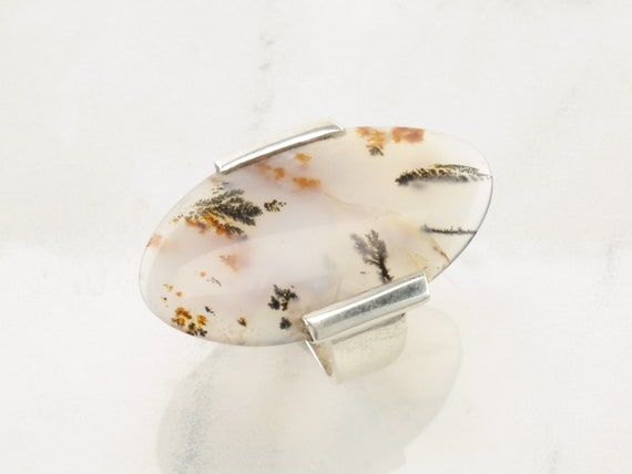 Vintage Sterling Silver Ring Dendritic Agate Size… - image 3
