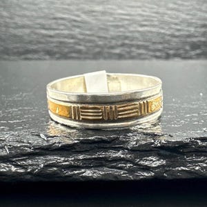 Vintage Sterling Silver Ring 12K Gold Fill Accent Minimalist Band Size 11