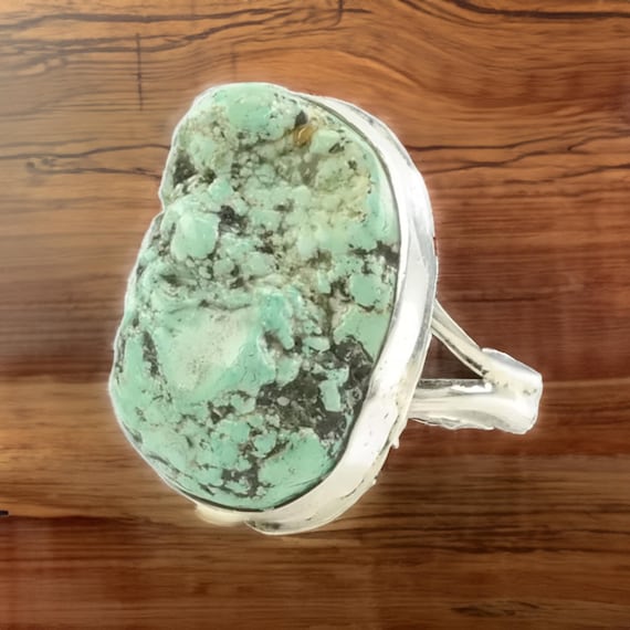Turquoise Statement Ring: Light Blue Stone - Ster… - image 1