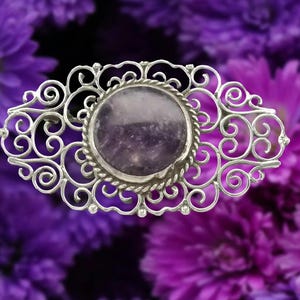 Taxco Sterling Silber Brosche Rolle lila Amethyst