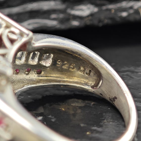 Faceted Ruby Corundum Ring Sterling Silver Sz 7 - image 9