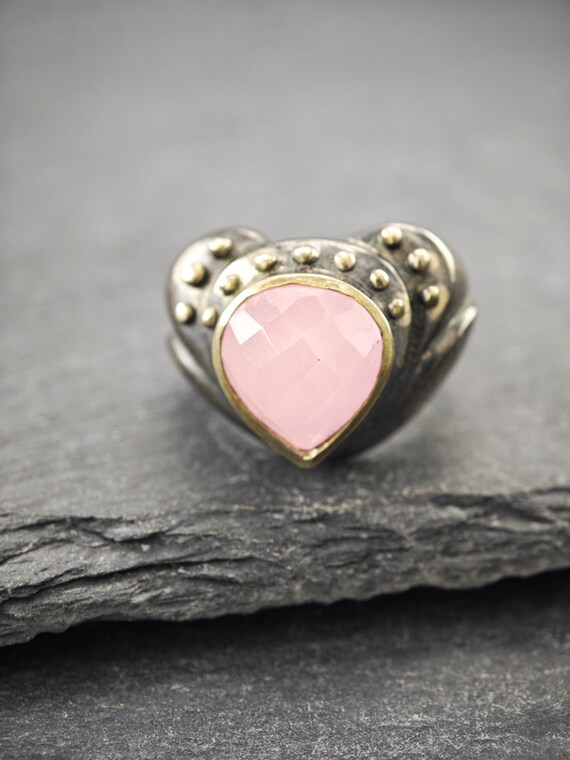 By Sevan Oxidized Sterling Silver Ring Pink Chalc… - image 3
