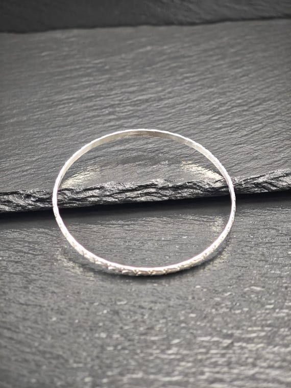 Stackable Repousse Floral Bangle Sterling Silver - image 5
