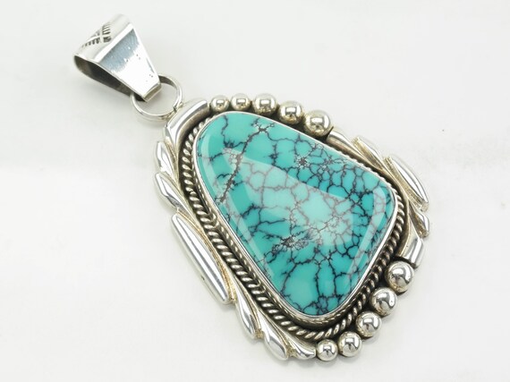 Vintage Aaron Toadlena Spiderweb Turquoise Sterli… - image 4