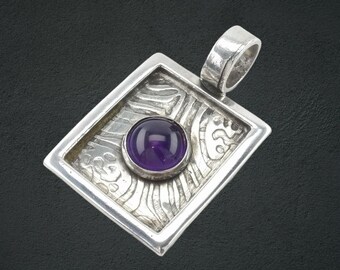 Amethyst Pendant: Purple Stone, Sterling Silver