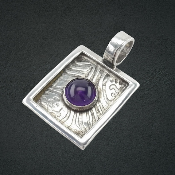 Amethyst Pendant: Purple Stone, Sterling Silver