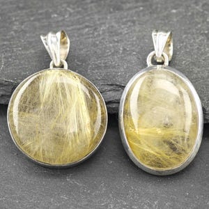 Choice of Vintage Modernist Rutile Quartz Sterling Silver Pendant