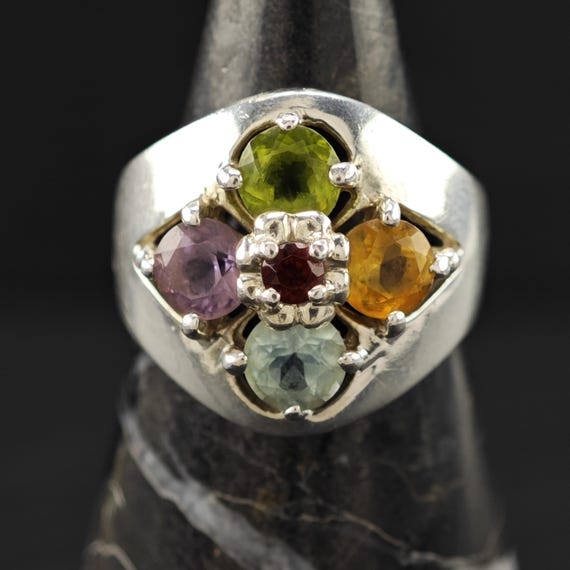 Gemstone Ring: Sterling Silver with Multicolor St… - image 9