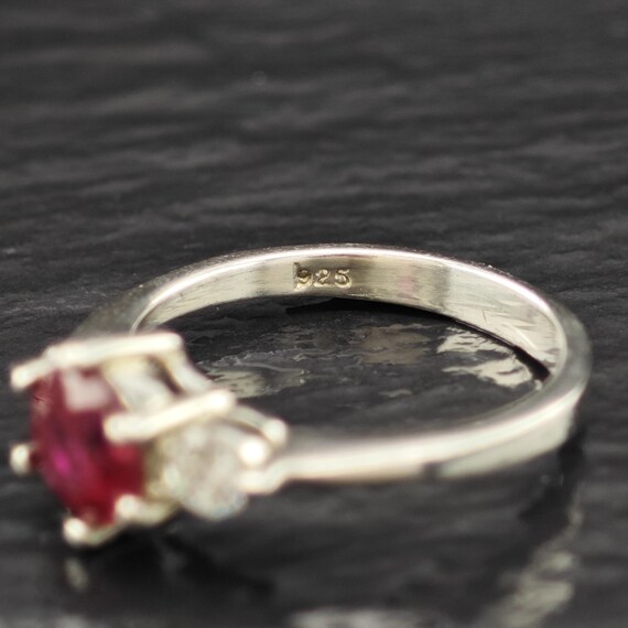 Sterling Silver Ring: Lab Ruby Center Stone - Siz… - image 8
