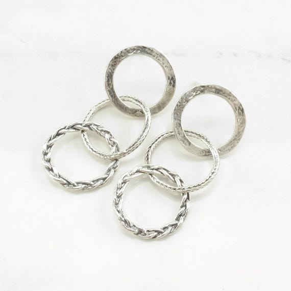 Sterling Silver Earrings, Interlocking Hoops (Isr… - image 7