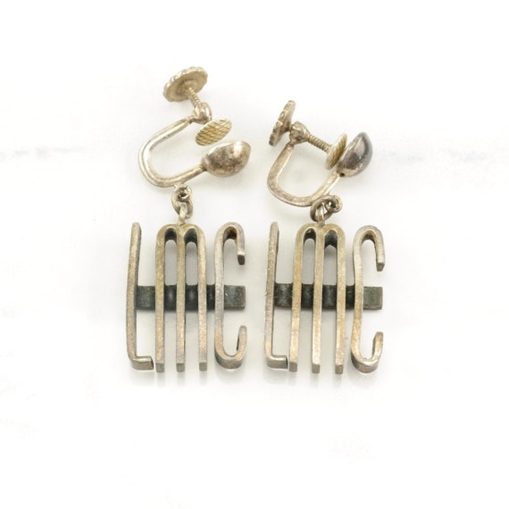Sterling Silver "LMC" Modernist Earrings Screw Ba… - image 3