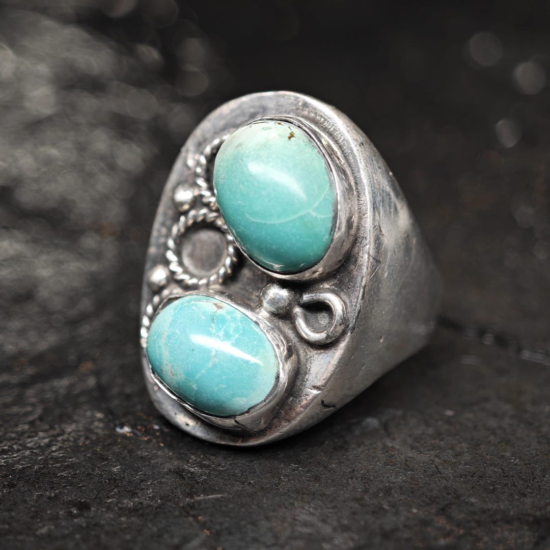 ヴィンテージ サウスウェスト スターリングシルバーリング、ターコイズ