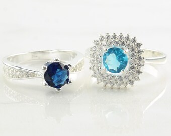 Vintage Sterling Silver Ring CZ Round Size 6-8