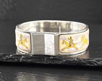 HERMES Galop Horse Bangle Cuff Bracelet Small Model Sterling