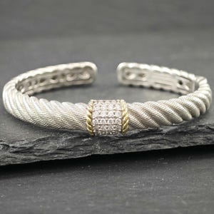 Judith Ripka Sterling Silber Manschette Armband CZ Akzent