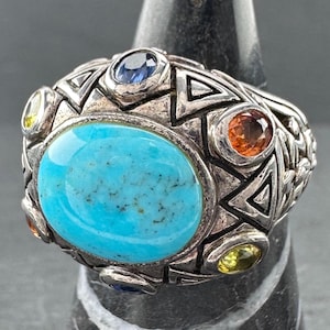 Handmade Bandits Turquoise and Sterling Silver Ring, Size
