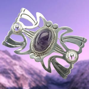 Taxco Sterling Silber Brosche Lila Amethyst
