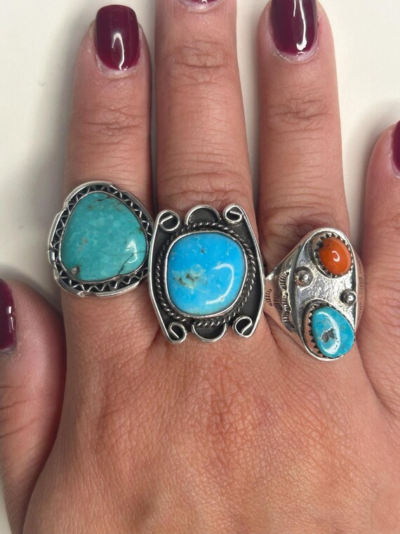 Turquoise Ring: Native American Design, Sterling … - image 2