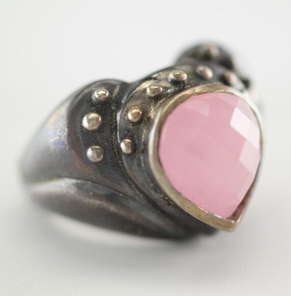 By Sevan Oxidized Sterling Silver Ring Pink Chalc… - image 8