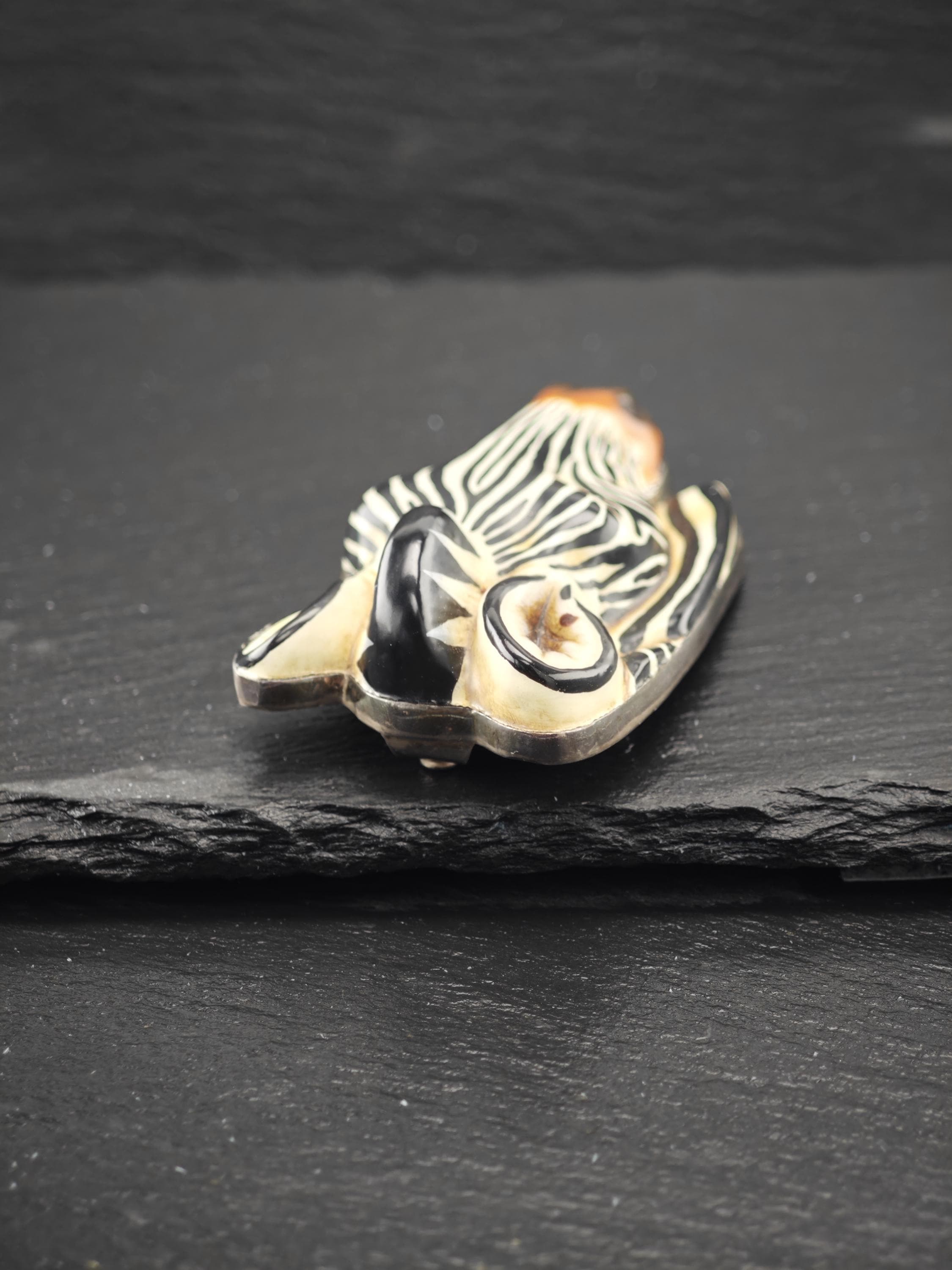 Vintage Sergio Bustamante Sterling Silver Brooch Pendant Zebra