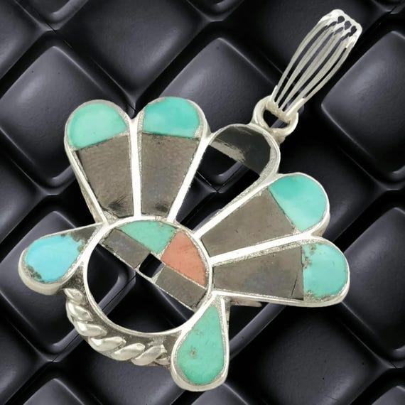 Sunface Pendant - Native American Multi Gemstone … - image 1