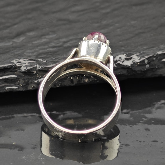 Handmade Cabochon Star Ruby Ring Sterling Silver … - image 7