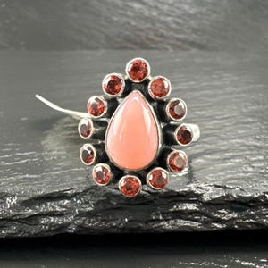 Vintage Nicky Butler Ring Opal, Garnet Sterling Silver Size 10