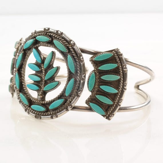 Turquoise Leaf Cuff Bracelet - Native American St… - image 5