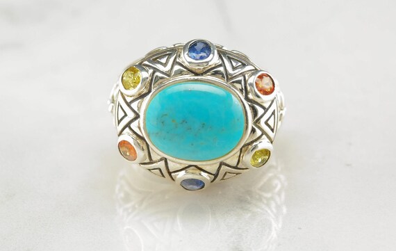 Sterling Silver Statement Ring, Turquoise & Natur… - image 5