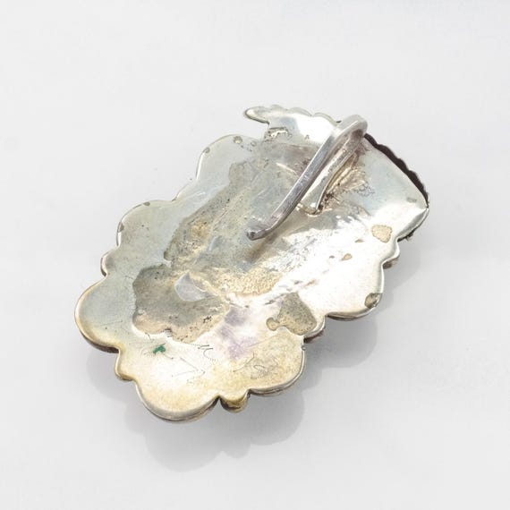 Native American Turquoise Leaf Sterling Silver Pendant View 6