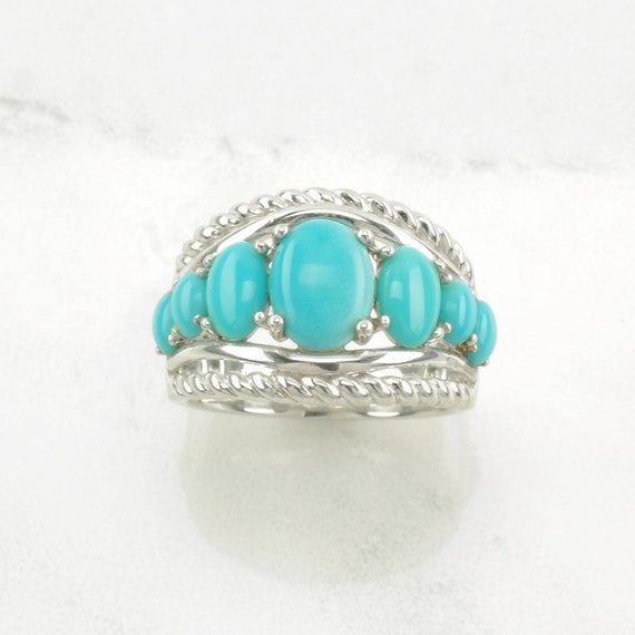 Vintage Sterling Silver Ring, Turquoise Blue Size… - image 3