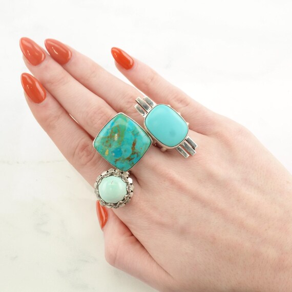 DTR Statement Silver Ring: Blue Turquoise Imitati… - image 2