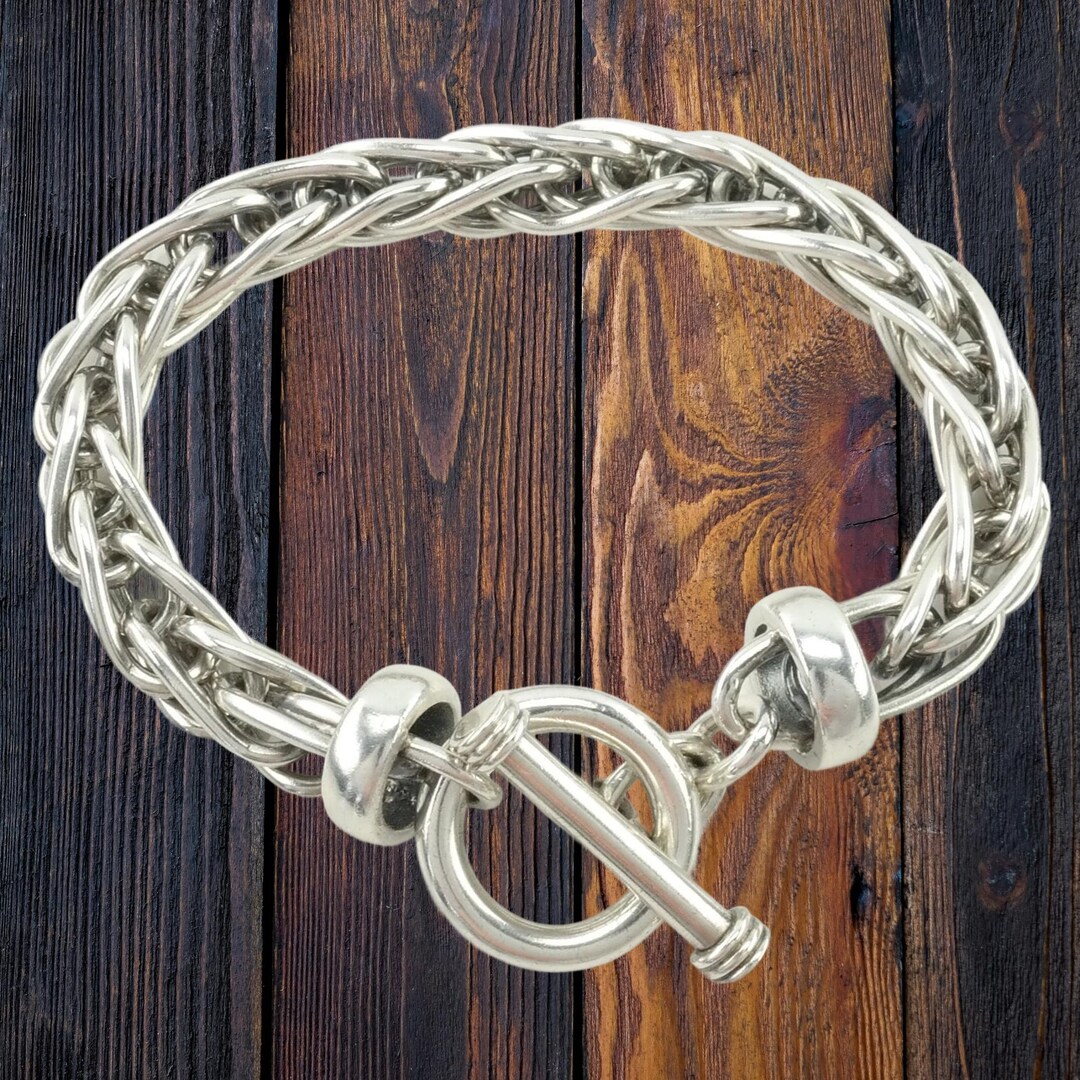 Vintage Versani Sterling Silver Link/t-bar Bracelet Thick Chain