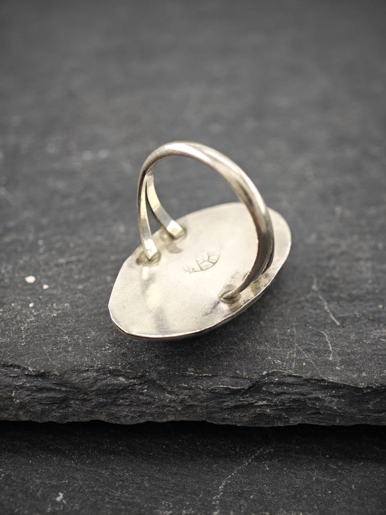 Vintage Sterling Silver Turquoise Shadowbox Ring image 5