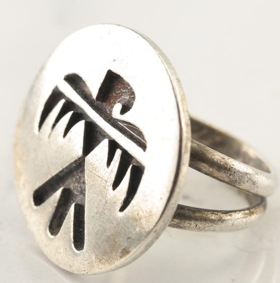Native American Silver Ring Overlay Eagle Sterlin… - image 5