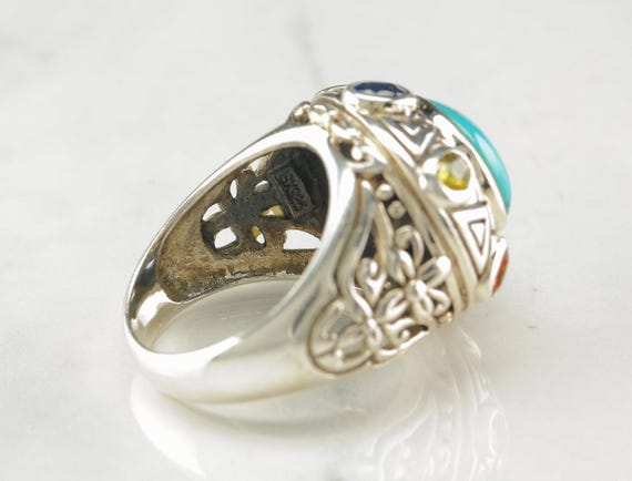 Sterling Silver Statement Ring, Turquoise & Natur… - image 7