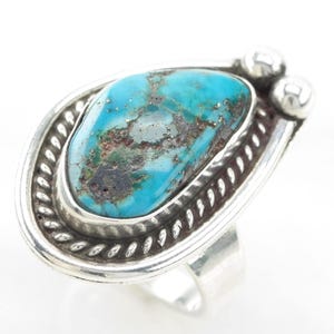 Vintage Southwest Silver Ring Turquoise  Sterling Blue Size 6 1/4